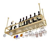 ISCBAFYX Casier à vin de Plafond réglable en métal doré, éère Suspendue pour Verres à Pied, Rangement en Fer pour Verres, 80x25x21cm, Cuisine Bar Parfaits
