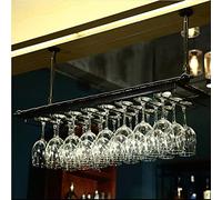 ISCBAFYX Casier à vin de Plafond réglable en métal - Support pour Verres à Pied éère de Rangement pour Verres Noirs pour Bar de Cuisine 80x35cm Présentoir Suspendu Perfect Lovers