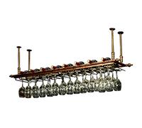 ISCBAFYX Casier à vin Support en Verre de Plafond en métal Noir réglable, éère de Rangement pour Verres à Pied, Bouteille Parfaite pour la Maison, Le Bar la Cuisine, Taille: 120x35cm