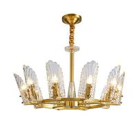 ISCBAFYX Chandelier de simplicité Moderne Traditionnelle , Lant en Laiton de Plafond Lant Verre E14 Edison 10 Lumières Pendant Lighting Room Art Decor pour Salle à Manger Livré