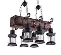 ISCBAFYX Chandelier Traditionnel Classique de 6 têtes en Bois Massif Massif Style Industriel Plafond Vintage Lustre e27 Antique Edison rétro Lampe à Cheval