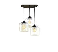 ISCBAFYX Chandelier Vintage Simple 3 légers Traditionnel à moitié la Ferme intégrée plafonnier Edison E27 Pendante en Verre Transparent Light Lampe Suspendue Hauteur pour Amélioration l'éclairage