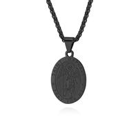 ISCBAFYX Collier médaillon d'ange Gardien Vintage, Bijoux Unisexe en Acier, Symbole de Foi Religieuse, Cadeau pour Hommes et Femmes, Cadeau de Vacances