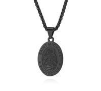 ISCBAFYX Collier médaillon d'ange Gardien Vintage, Bijoux Unisexe en Acier, Symbole de Foi Religieuse, Cadeau pour Hommes et Femmes, Cadeau de Vacances