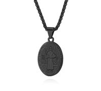 ISCBAFYX Collier médaillon d'ange Gardien Vintage, Bijoux Unisexe en Acier, Symbole de Foi Religieuse, Cadeau pour Hommes et Femmes, Cadeau de Vacances