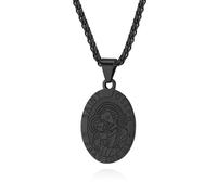 ISCBAFYX Collier médaillon d'ange Gardien Vintage, Bijoux Unisexe en Acier, Symbole de Foi Religieuse, Cadeau pour Hommes et Femmes, Cadeau de Vacances