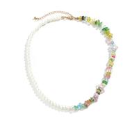 ISCBAFYX Collier Pendentif chaîne Hommes Femmes Bijoux Imitation asymétrique Perle et Perles de Pierre colorées