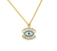 ISCBAFYX Collier Pendentif chaîne Hommes Femmes Bijoux Papillon Bleu Mal œil Collier Collier Pendentif Rond pour Femmes Filles 20