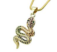 ISCBAFYX Collier Serpent rempli d'or 14 carats pour Femmes Hommes, Boucles d'oreilles Classiques en Forme d'animal, Cristal Multicolore, Style Minimaliste - Ras du Cou, réputation