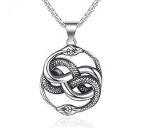 ISCBAFYX Collier Serpent Vintage européen, Pendentif Classique Double Serpent, chaîne en Acier Inoxydable pour Hommes, Pulls, Cadeau d'automne et d'hiver