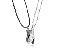 ISCBAFYX Collier Tendance pendante chaîne Hommes Femmes Bijoux Couples Pendants Collier pour Femmes Hommes ajusté Le Pendentif de Palmier géométrique Main dans la Main présente la blackandsliver