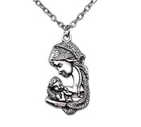 ISCBAFYX Collier Tendance Pendentif chaîne Hommes Femmes Bijoux de Bijoux Vintage 37x20 mm Mère et Enfant Pendentif Collier pour Femmes Hommes à la Mode de Longue chaîne