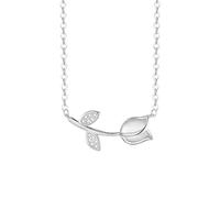 ISCBAFYX Collier Tulipe éblouissant en Argent Sterling 925 pour Femmes Filles, Ensemble de Boucles d'oreilles lys - Collier de Fleurs élégant, Collier de tulipán, Bijoux Saint-Valentin