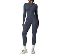 ISCBAFYX Combinaison d'entraînement Une piè pour Femmes, Body zippé, Manches Longues, Barboteuse de Yoga, Pleine Longueur, vêtements de Sport, de Gymnastique