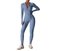 ISCBAFYX Combinaison d'entraînement Une piè pour Femmes, Body zippé, Manches Longues, Barboteuse de Yoga, Pleine Longueur, vêtements de Sport, de Gymnastique