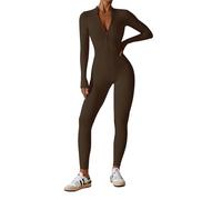 ISCBAFYX Combinaison d'entraînement Une piè pour Femmes, Body zippé, Manches Longues, Barboteuse de Yoga, Pleine Longueur, vêtements de Sport, de Gymnastique