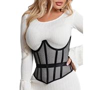 ISCBAFYX Corset en Maille pour Femme - Corset sous Le Buste à Lacets - Serre-Taille Shapewear - Corps
