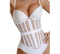 ISCBAFYX Corset en Maille pour Femme - Corset sous Le Buste à Lacets - Serre-Taille Shapewear - Corps
