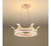 ISCBAFYX Couronne de Princesse Rose pour Chambre de Filles, luminaire Suspendu à intensité Variable, Grand décor Rond pour Chambre d'enfant