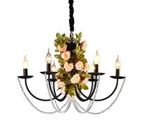 ISCBAFYX Crystal Traditionnel 6-Lights Suspension Rustique Léger en métal en Fer forgé Lampe de Plafond Vintage de Style Industriel Café Bar Vivant Salle à Manger avec des lustres îlots