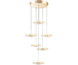 ISCBAFYX de Hall d'entrée en Acrylique LED doré pour Plafond Haut, entrée, escalier, Suspension, 3 Fleurs, grappe de Feuilles, Lampe Suspendue, îlot de Cuisine, Chambre à Coucher, Salle à Manger