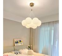 ISCBAFYX de Salle à Manger Blanc Lait, 7 Lampes suspendues en Verre dépoli, Style Nordique du Milieu du siècle, pour Ferme, Chambre à Coucher, Salon