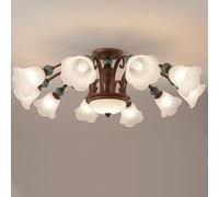 ISCBAFYX de Salon Country américain, plafonnier rétro en Fer forgé, éclairage Principal français pour Hall, Salle à Manger, Chambre à Coucher, 10 têtes