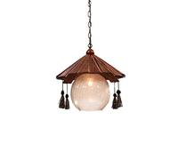 ISCBAFYX d'étable rétro européenne Traditionnelle Suspendue éclairage Verre d'éclairage Pendentif Vintage luminaire en Bois ajusté Lampe de Plafond réglable 14,6 "Décoration E27 Villa