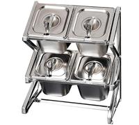 ISCBAFYX Éère de Cuisine Extensible en Acier Inoxydable avec Porte-cuillère - Solution de Rangement sur Plan de Travail pour assaisonnements, épices Condiments (Argent/Noir 64 x 22 x 43,2 cm)