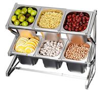 ISCBAFYX Éère de Cuisine Extensible en Acier Inoxydable, Support de Rangement rétractable pour comptoir avec Repose-cuillère, Multi-Compartiments, Argent/Noir, 25,4x8,9x17 Pouces