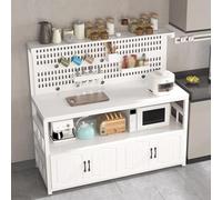 ISCBAFYX Éère de Rangement Blanche pour îlot de Cuisine avec Panneau arrière perforé éère Utilitaire de comptoir de Bar, Table de Travail pour la nisation l'affichage (160 x 40 x 140 cm)