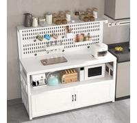 ISCBAFYX Éère de Rangement pour îlot de Cuisine avec Panneau arrière perforé, éère Utilitaire, comptoir de Bar, Blanc, 80x40x140cm
