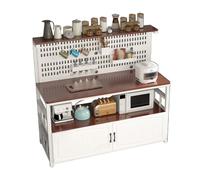 ISCBAFYX Éère de Rangement pour îlot de Cuisine avec Panneau arrière perforé, éère Utilitaire de comptoir de Bar, Marron Blanc, 100x50x140cm, nizer Multifonctionnel pour Le Rangement de la Cuisine