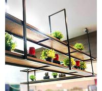ISCBAFYX Éère Flottante en Bois à 2 Niveaux, Support à Plantes Suspendu au Plafond Support à vin pour Salon, Bar, Cuisine, présentoir de Rangement, décoration d'intérieur élégante (Taille : 120 x