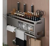 ISCBAFYX Éère Murale de Cuisine en métal Se Rack nizer avec Support sil Porte-Serviettes en Papier Hoo Porte-Couteau Parfait pour Placard Cuisine nizat