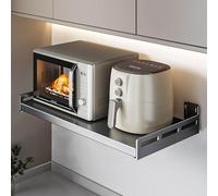 ISCBAFYX Éère Murale en Acier Inoxydable pour Four à Micro-Ondes, Support de Cuisine Support de Rangement, Support de Four électrique avec Crochet Mobile, Grande Taille 100x40cm