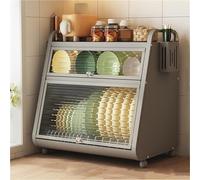 ISCBAFYX Égouttoir à Vaisselle de comptoir de Cuisine avec Porte-Couteau, Armoire à Porte Rabattable, Vaisselle séchage, Solution de Rangement Peu encombrante