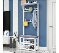 ISCBAFYX Élégant Banc de Rangement rembourré de 100 cm - Éère à Chaussures à 2 Niveaux avec Tissu Blanc Gris élégant pour entrée Chambre à Coucher, Parfait pour Les Chaussures la décoration de la