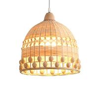 ISCBAFYX en Bambou tissé d'Asie du Sud-Est - Luminaire Suspendu en Forme de Panier en rotin pour Pays de Plage | E26 Base Beige Restaurant, Salon de Thé, Chambre Salon (Foncé