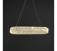 ISCBAFYX en Cristal français, lumière Ronde créative, plafonnier en Cristal d'aluminium galvanisé, pour Salle à Manger, Chambre à Coucher, Salon, luminaire doré/Or/Ovale 80 cm