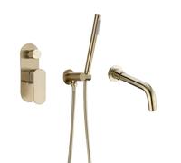 ISCBAFYX Ensemble de mélangeur de Douche brossé, Robinet de Bain Chaud col 2 en 1 avec Bec, luminaire de Salle de Bain Moderne pour Une décoration intérieure contemporaine Une Mise à Niveau élégante