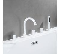 ISCBAFYX Ensemble de mélangeur de Robinet de Baignoire Rotatif à 360 °, 5 pulvérisations, système de Douche de Luxe en Laiton doré pour Eau Chaude Froide, Installation à 5 Trous, Mise à Niveau