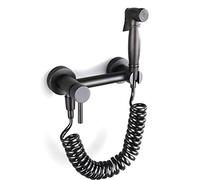 ISCBAFYX Ensemble de pulvérisation de Bidet, Ensemble de Bidet de Toilette en Laiton Noir, Salle de Bains Chaude Froide, Douche de Toilette, buse de Pistolet de pulvérisation alimentée par soufflage,