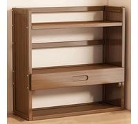 ISCBAFYX Étagère de bureau en bambou avec tiroirs, étagère de rangement de bureau à 2/3 niveaux, étagère de rangement pour comptoir, bibliothèque, bureau, étagère de rangement pour cadeaux