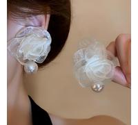 ISCBAFYX Exagération Boho Perle Fleur Boucles d'oreilles pour Femmes, camélia Femmes, camélia Perles Blanches Blosson Bijoux de Vacances de Mariage s