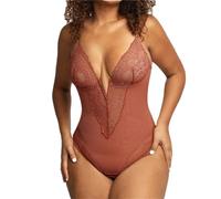 ISCBAFYX Femmes Silky Touch Cose Bodys Bodys 2 Couches Shapewear Open Crotch Soft Lmoce Lace Body Shaper