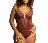 ISCBAFYX Femmes Silky Touch Cose Bodys Bodys 2 Couches Shapewear Open Crotch Soft Lmoce Lace Body Shaper