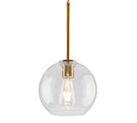 ISCBAFYX Globe en Verre Lampe Suspendue du Milieu du Siècle en Or avec Abat-Jour Sphérique pour Salon Chambre Cuisine Île Plafonnier (Clair, Argent (