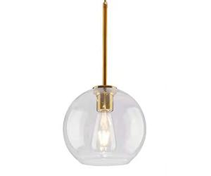 ISCBAFYX Globe en Verre Lampe Suspendue du Milieu du Siècle en Or avec Abat-Jour Sphérique pour Salon Chambre Cuisine Île Plafonnier (Clair, Or (25