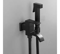 ISCBAFYX Kit de Douche de Robinet de Bidet Noir, pulvérisateur de Bidet Shattaf à Main, Double Sortie, Montage Mural, Robinet en Laiton à poignée Unique, carré, idéal pour Le Nettoyage de la Salle de